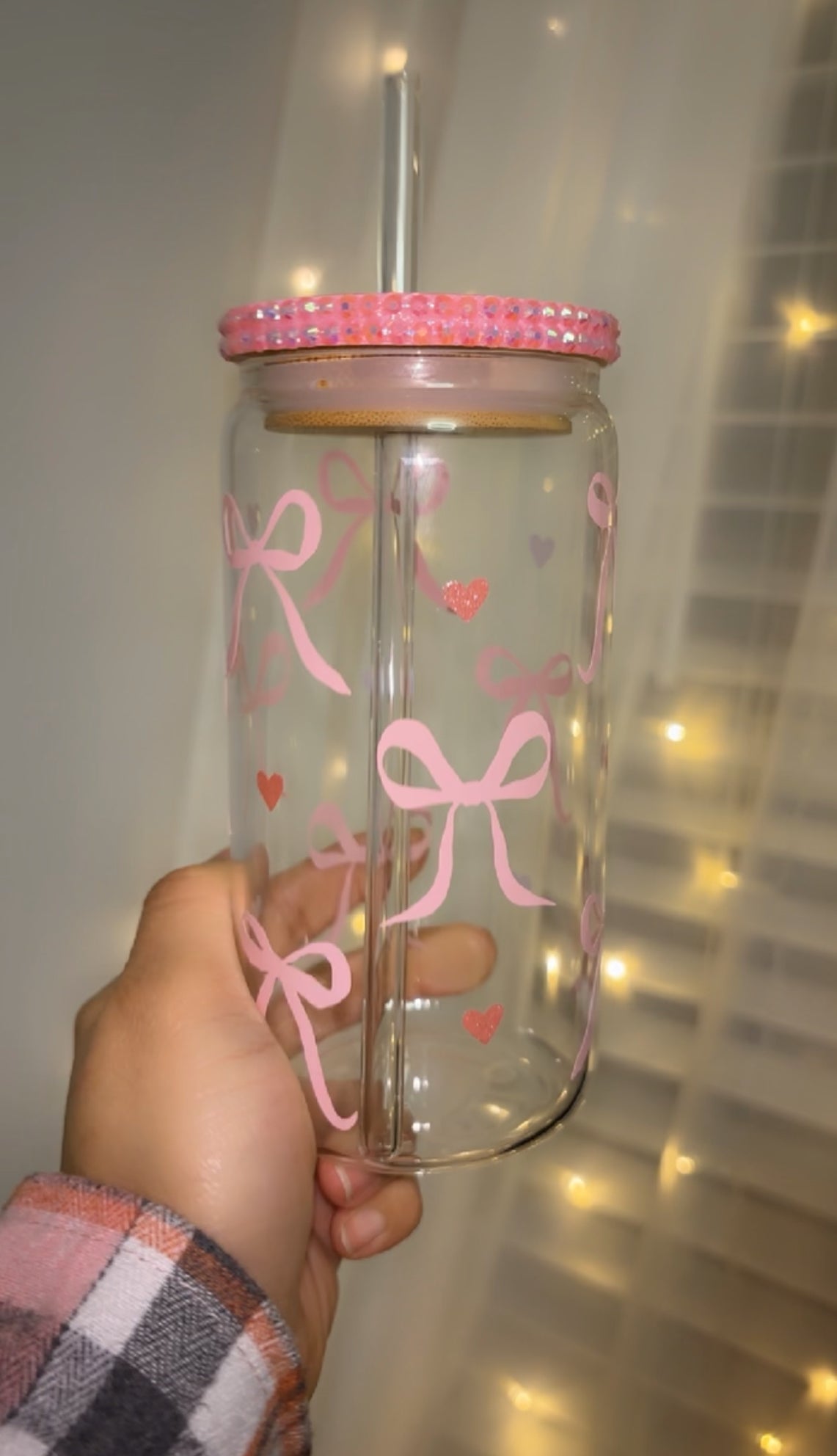 Girly coquette bow glass cup 16