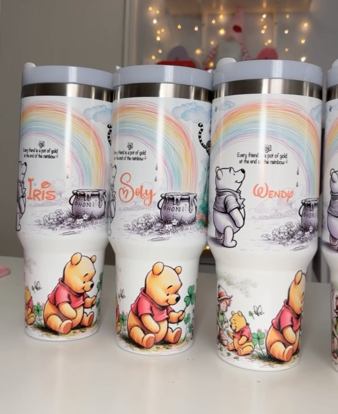 Pooh Bear 40oz Glow In the Dark tumbler with handle