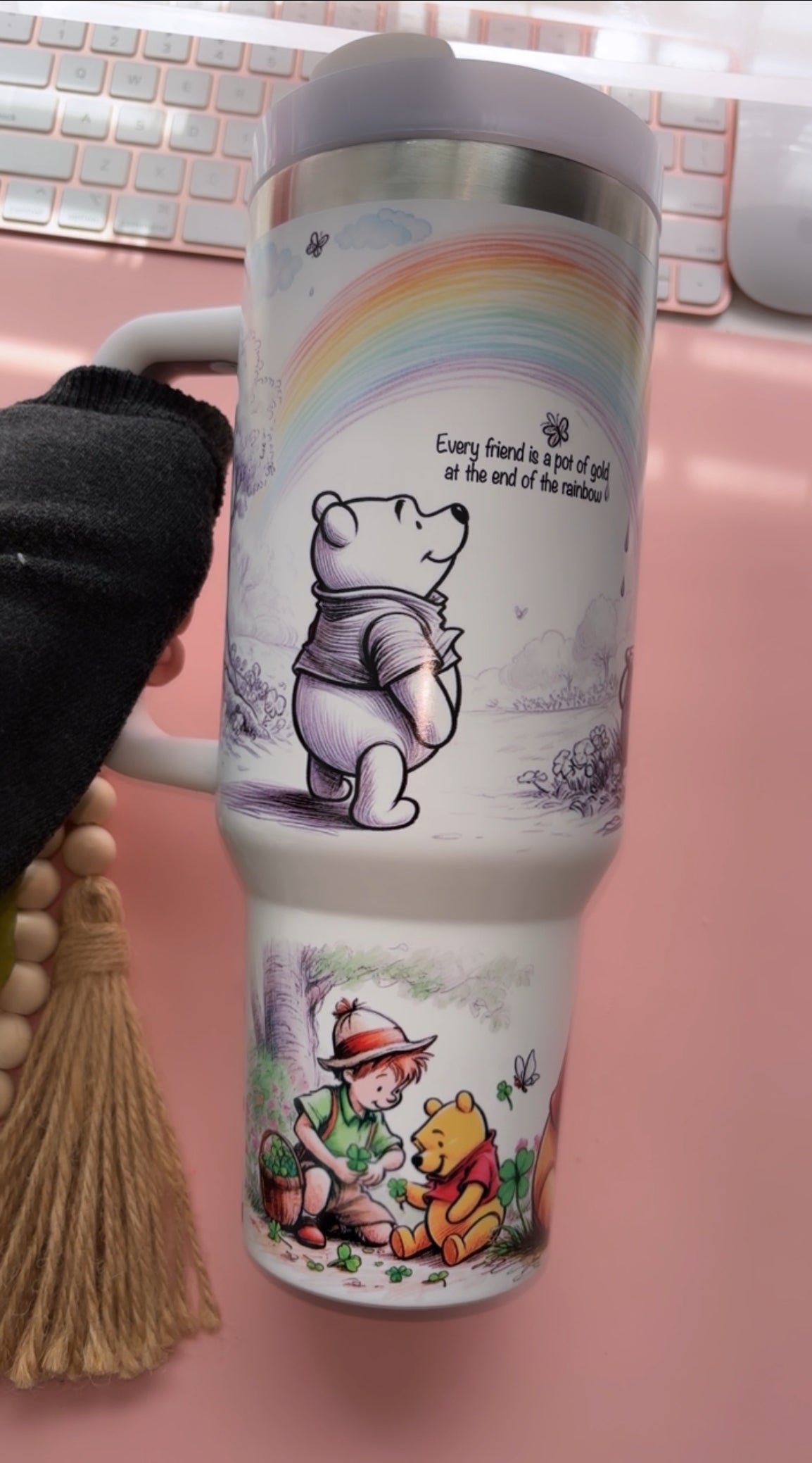 Pooh Bear 40oz Glow In the Dark tumbler with handle
