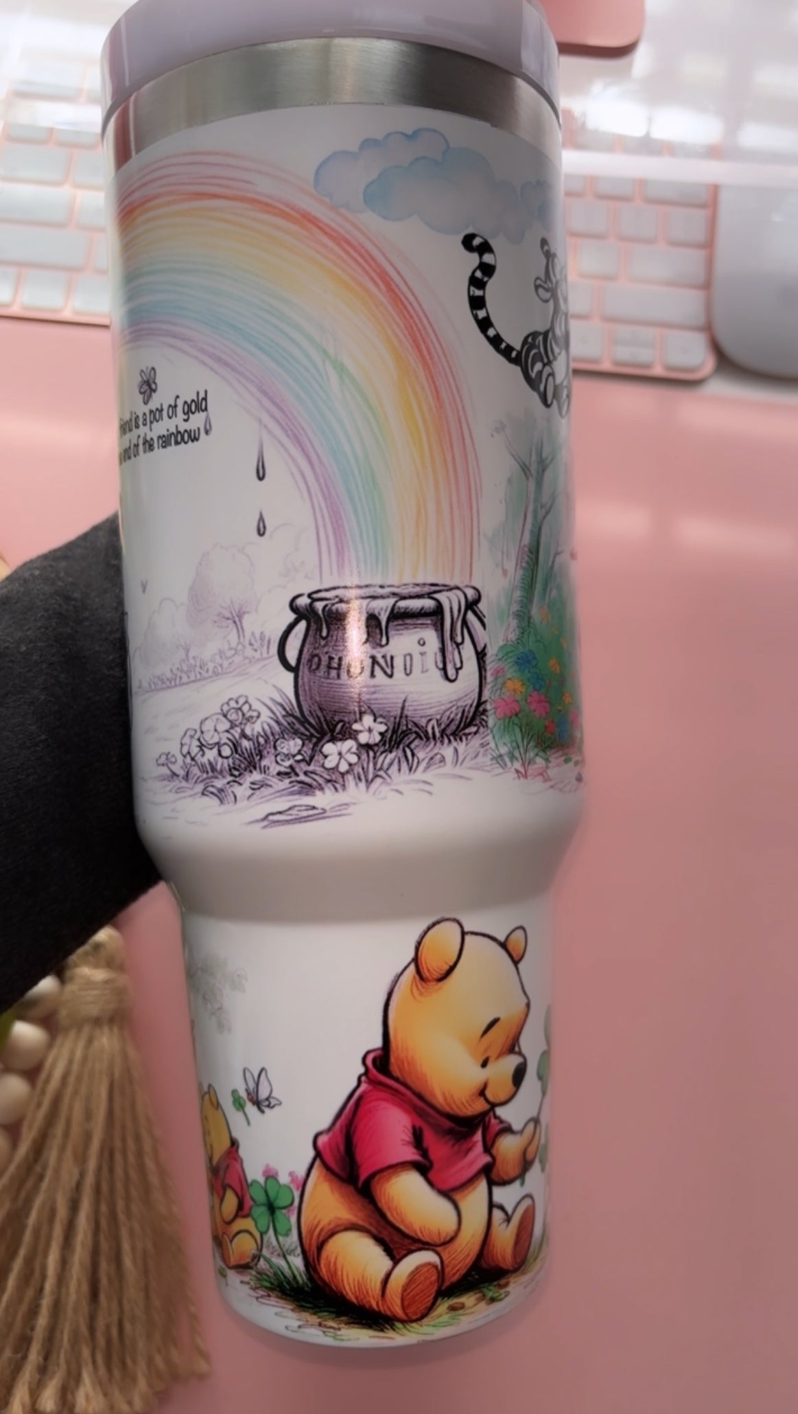 Pooh Bear 40oz Glow In the Dark tumbler with handle