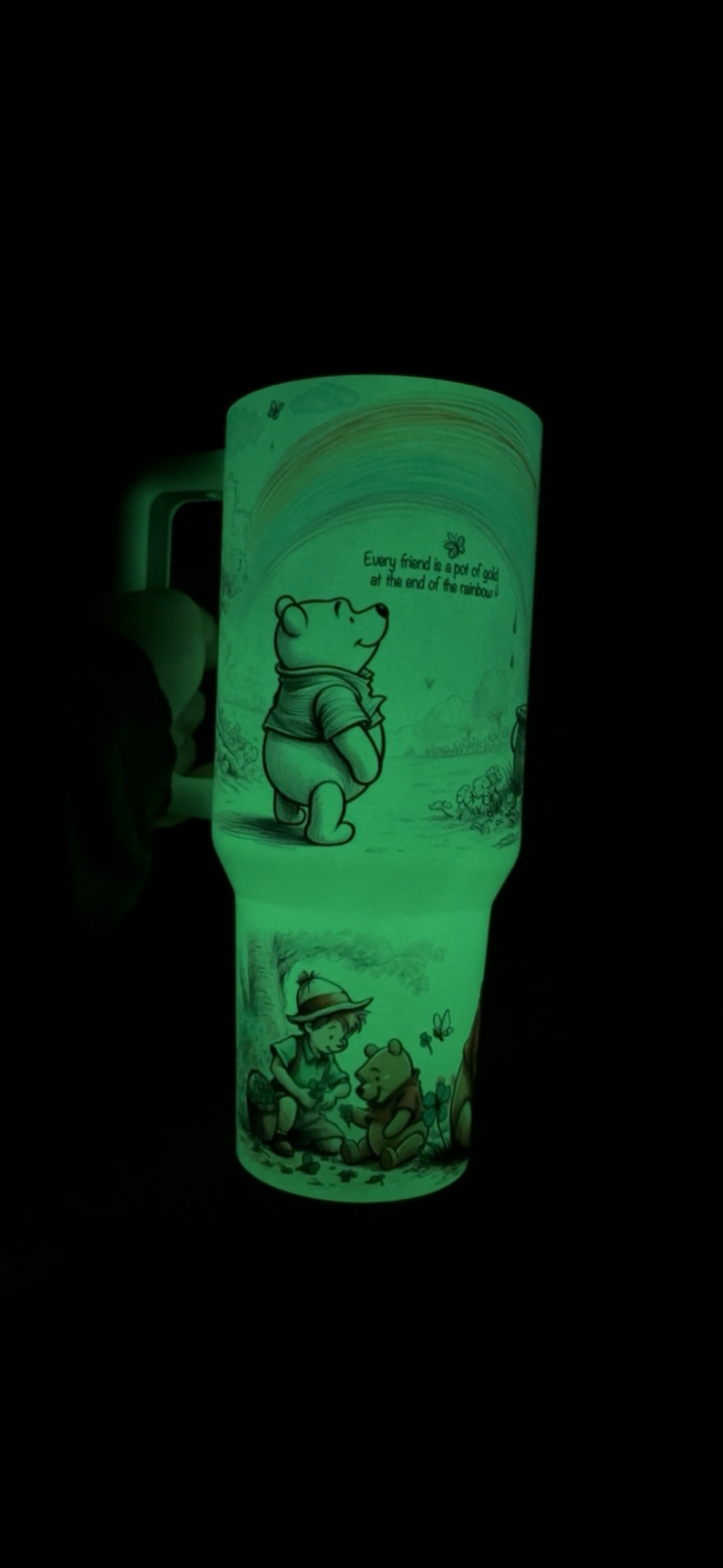 Pooh Bear 40oz Glow In the Dark tumbler with handle