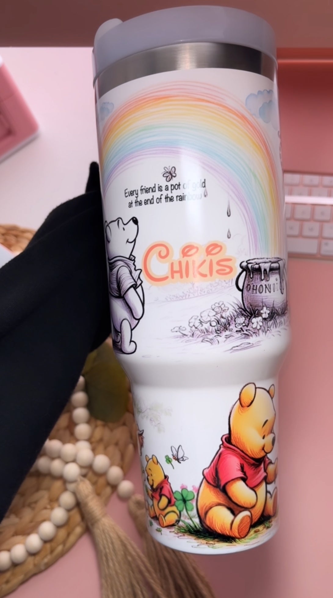 Pooh Bear 40oz Glow In the Dark tumbler with handle