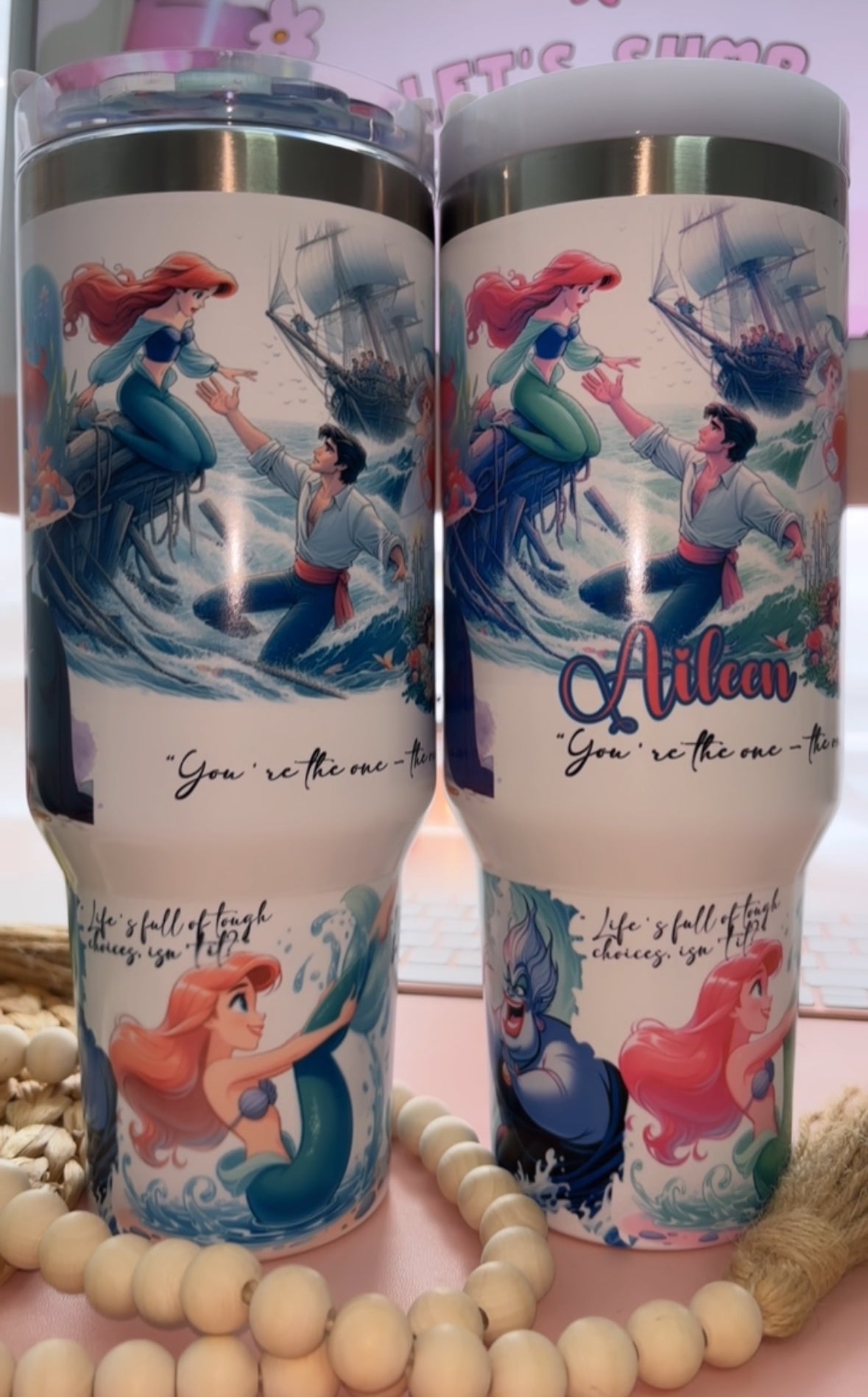 Little Mermaid 40oz tumbler Glows in the Dark